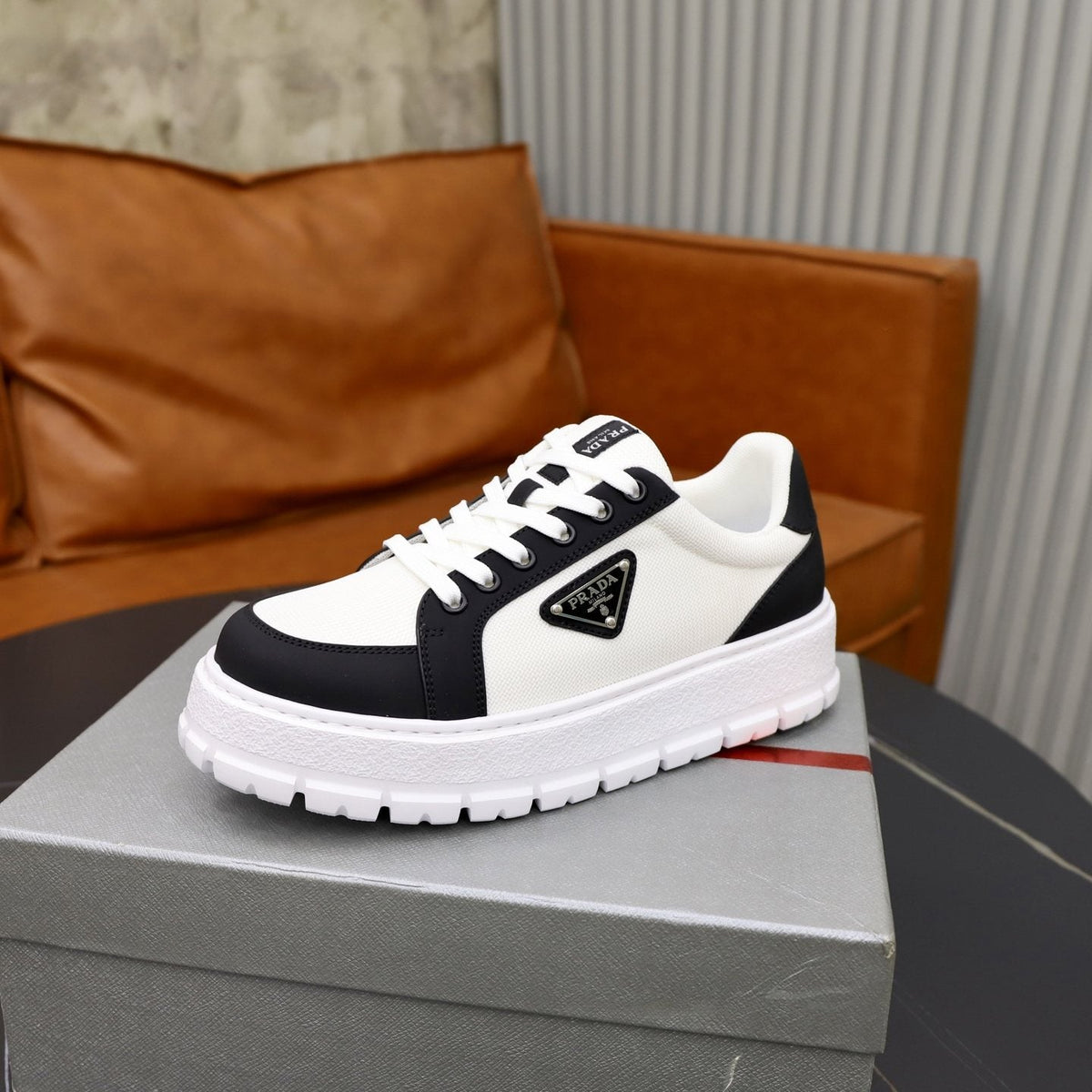Prada Paneled Chunky-Sole Sneakers